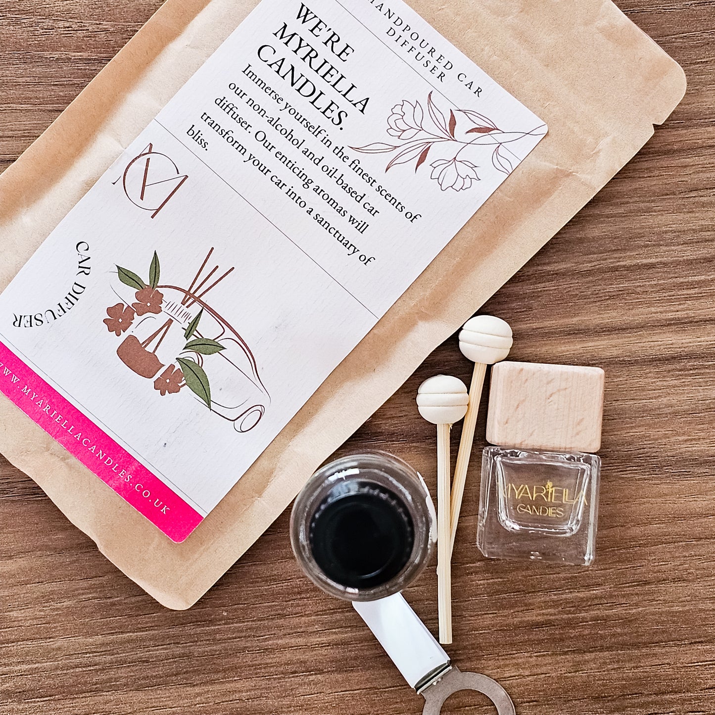 Car Vent Diffuser with 30ml refill by Myariella Candles, luxury car air freshener in Dundee UK