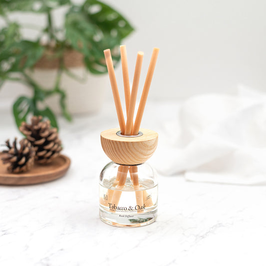 Luxury masculine Tobacco and Oak reed diffuser 100ml with sandalwood and leather notes – Myariella Candles UK