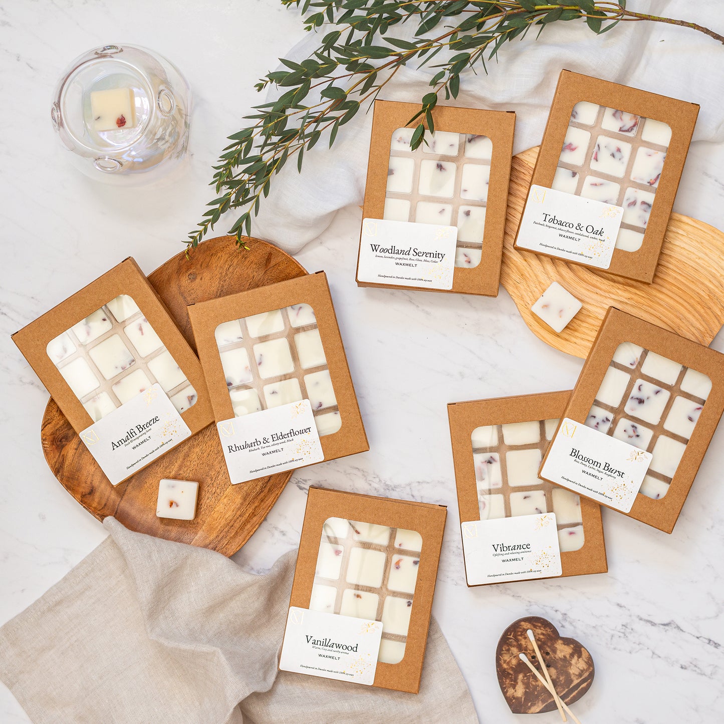 Premium wax melts 12 pieces by Myariella Candles, handmade home fragrance in Dundee UK