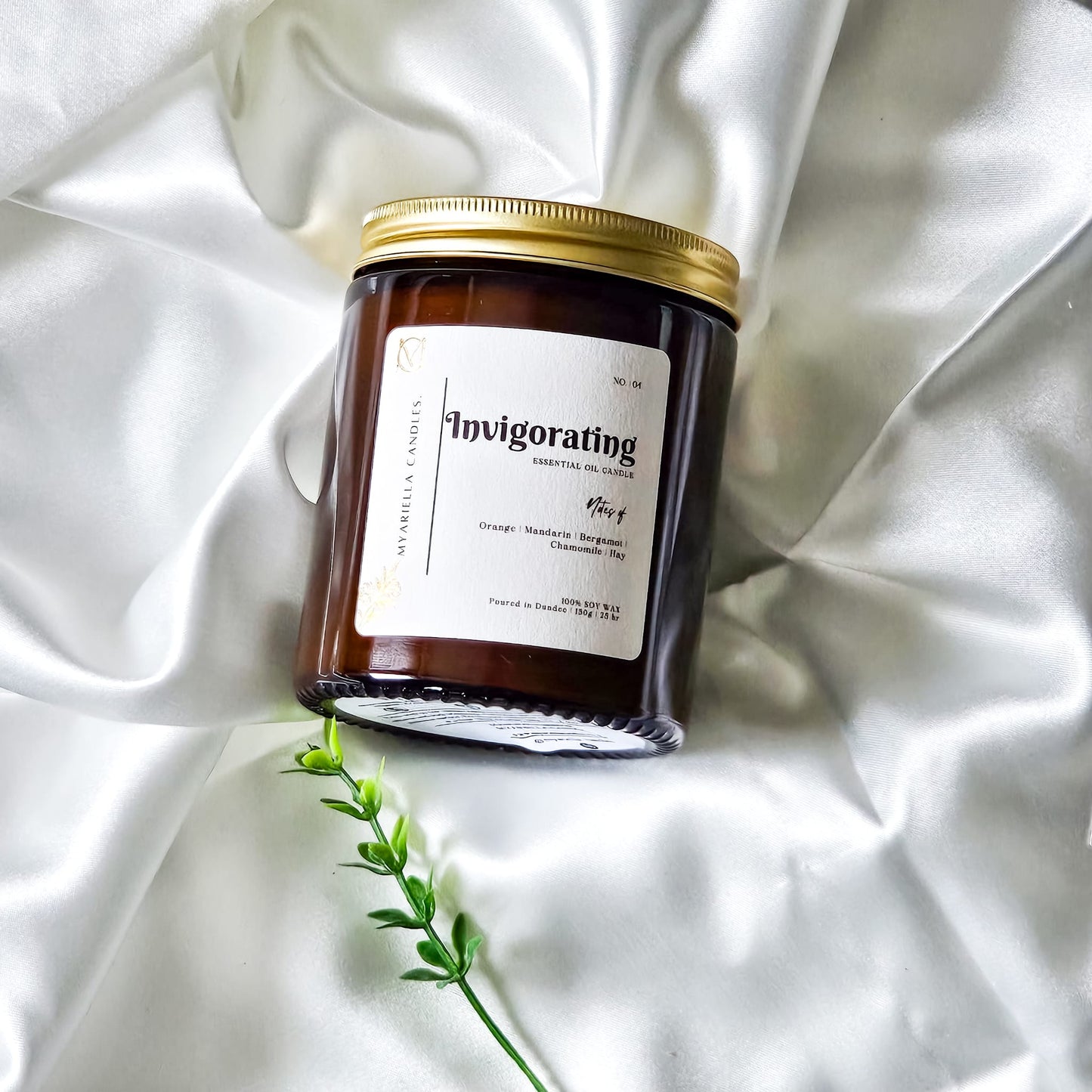 Natural soy wax home fragrance candle burning in modern interior – handmade Dundee Scotland essential oil candle