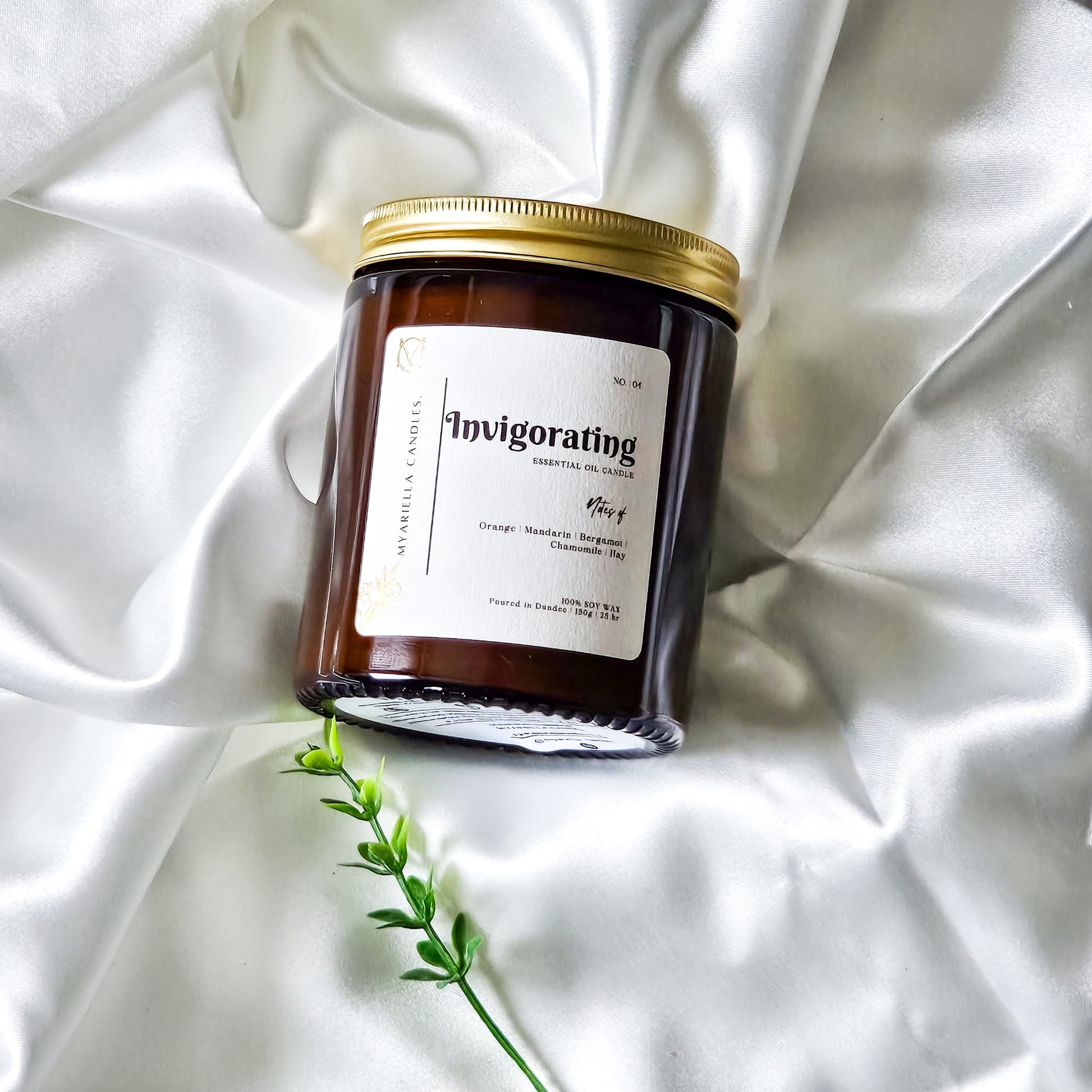 Natural soy wax home fragrance candle burning in modern interior – handmade Dundee Scotland essential oil candle