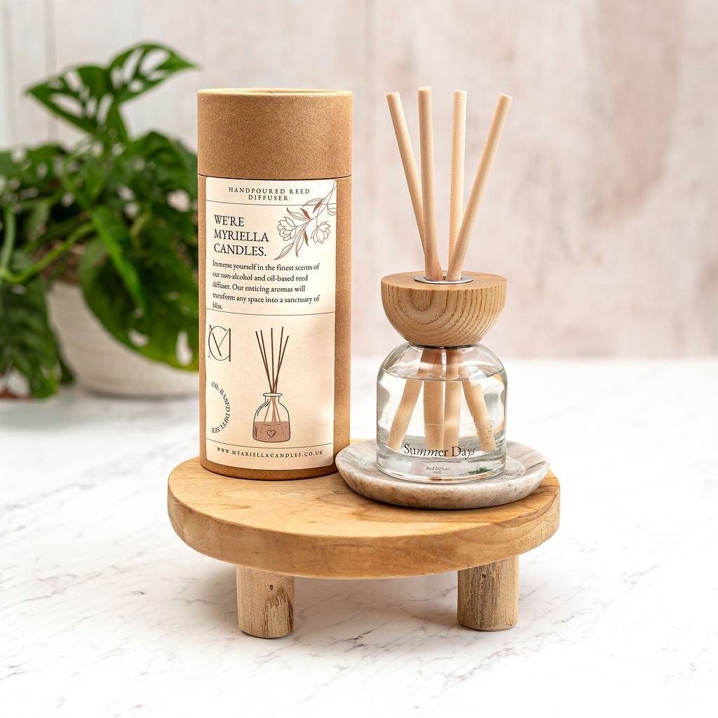 Summer Days reed diffuser 100ml handmade in Dundee Scotland by MyAriella Candles with citrus and coconut fragrance